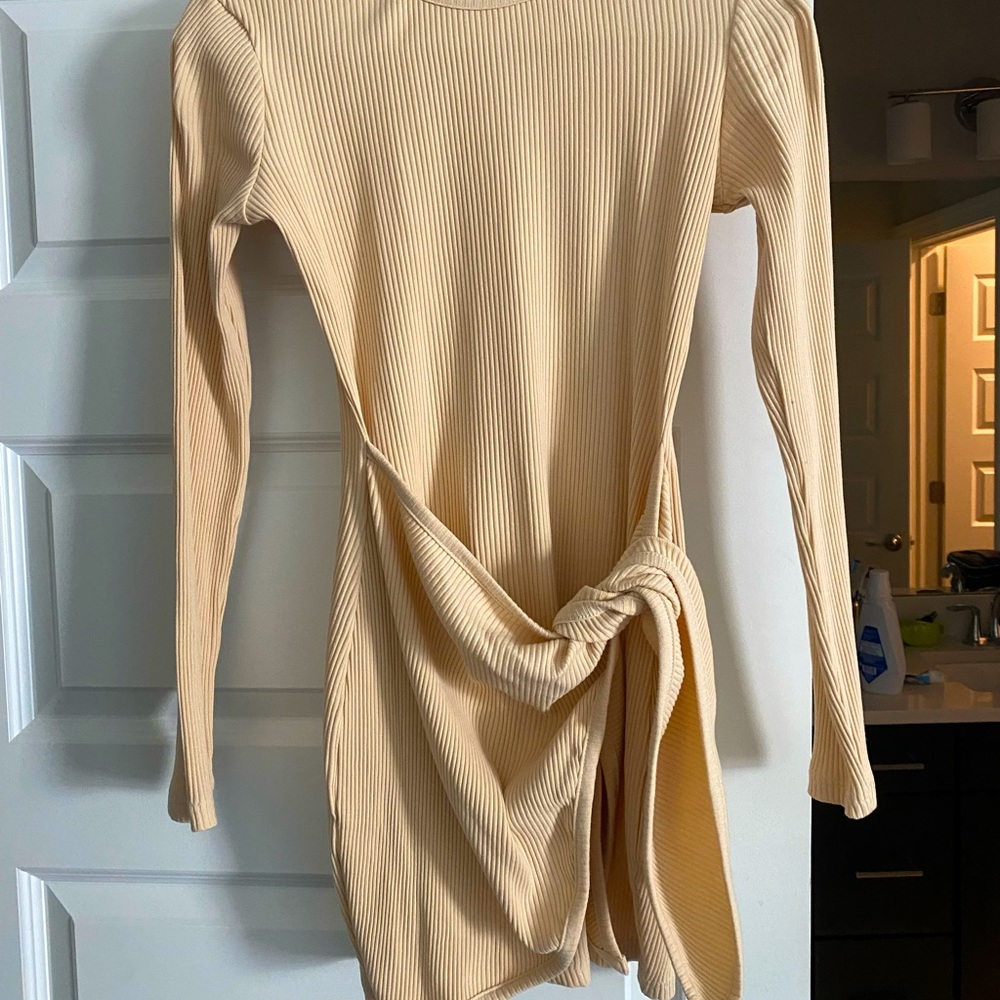 casual wrap sweater dress